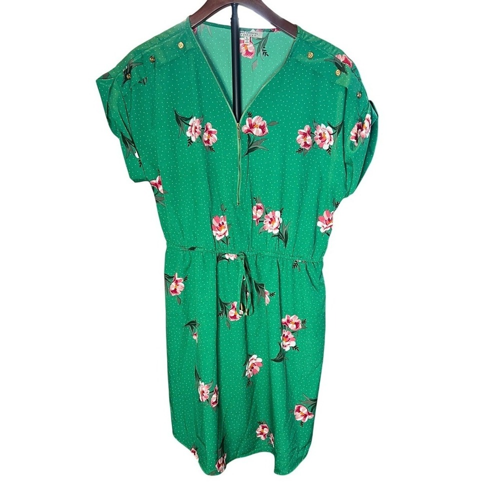 Speed Control NY Green Floral Polka Dot Zip Front Romper Large Mens Womens